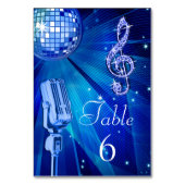 Blue Disco Ball und Retro Microphon Tischnummer (Rückseite)