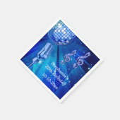 Blue Disco Ball und Retro Microphone 25. Geburtsta Serviette (Ecke)
