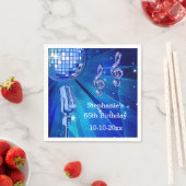 Blue Disco Ball und Retro Microphone 65. Geburtsta Serviette (Beispiel)
