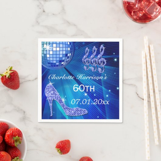 Blue Disco Ball und Sparkle Heelse 60. Serviette (Beispiel)