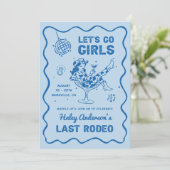 Blue Disco Cowgirl Rodeo Einladung (Stehend Vorderseite)