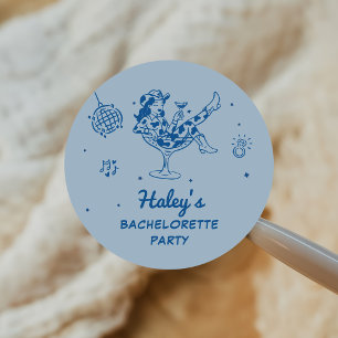 Blue Disco Cowgirl Rodeo Junggesellinnenabschied W Runder Aufkleber