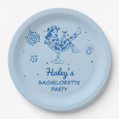 Blue Disco Cowgirl Rodeo Pappteller (Vorderseite)
