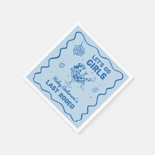 Blue Disco Cowgirl Rodeo Serviette (Ecke)