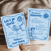 Blue Disco Rodeo Cowgirl Bachelorette Einladung