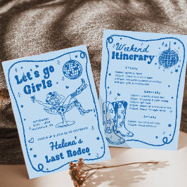 Blue Disco Rodeo Cowgirl Bachelorette Einladung