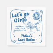 Blue Disco Rodeo Cowgirl Bachelorette Serviette (Vorderseite)