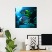 Blue Discus Fish Aquarium Panzer Art Poster (Heimbüro)