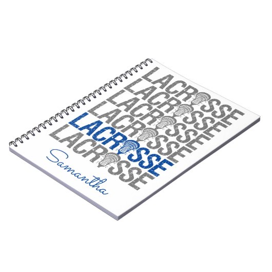 Blue Distressed Lacrosse Word Notizblock (Linke Seite)