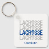 Blue Distressed Lacrosse Word Schlüsselanhänger (Vorderseite)