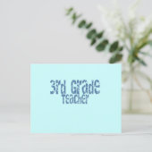 Blue Distressed Text 3. Klasse Lehrer Postkarte (Stehend Vorderseite)