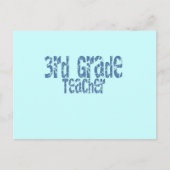 Blue Distressed Text 3. Klasse Lehrer Postkarte (Vorderseite)