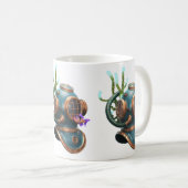 Blue Diving Helmet Character with Starfish Kaffeetasse (VorderseiteRechts)