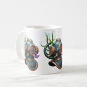 Blue Diving Helmet Character with Starfish Kaffeetasse (Vorderseite Links)