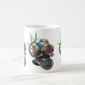 Blue Diving Helmet Character with Starfish Kaffeetasse (Mittel)