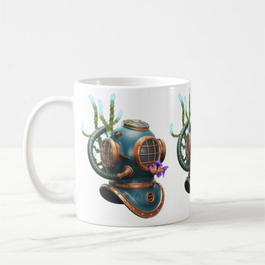 Blue Diving Helmet Character with Starfish Kaffeetasse (Links)