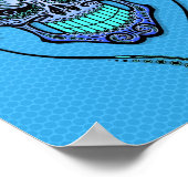 Blue DJ Sugar Skull Poster (Ecke)