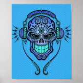 Blue DJ Sugar Skull Poster (Vorne)