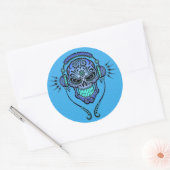 Blue DJ Sugar Skull Runder Aufkleber (Umschlag)