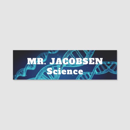 Blue DNA Science Teacher Name Tag Namensschild (Vorderseite)