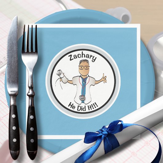 Blue Doctor Arzt Medizinischer Abschluss Cartoon Serviette