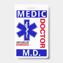 Blue Doctor Print Individuelle Name Freiwilliger M Ausweis