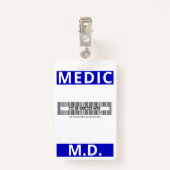 Blue Doctor Print Individuelle Name Freiwilliger M Ausweis (Rückseite mit Klammer)