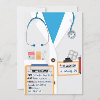 Blue Doctor Scrubs Geburtstagsparty Einladung