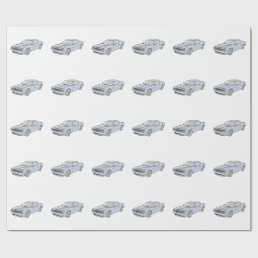 Blue Dodge Challenger Stift Zeichnend Geschenkpapier (Flach)