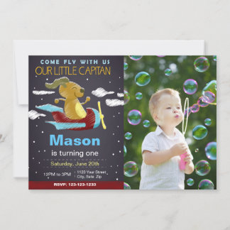 Blue Dog Airplane zum Geburtstag Einladung mit Fot