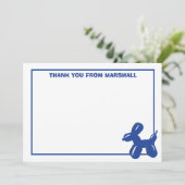 Blue Dog Ballon Tier Geburtstag Danke Karte (Stehend Vorderseite)