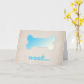 Blue Dog Bone *Woof* Blank Grußkarte Karte (Gelbe Blume)
