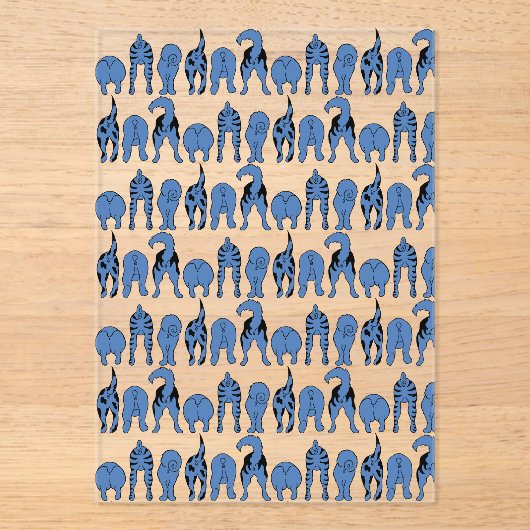Blue Dog Butts Pattern Acryleinladungen (Vorderseite)
