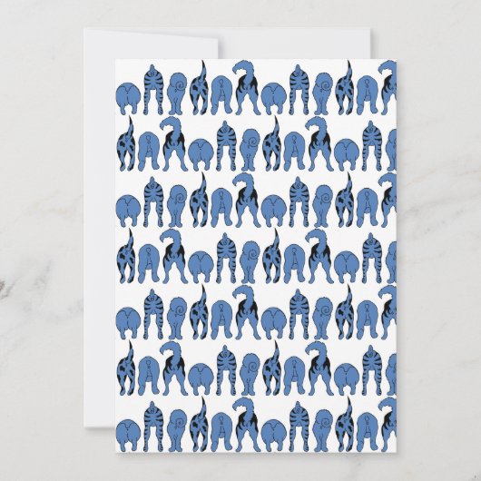 Blue Dog Butts Pattern Einladung (Vorderseite)