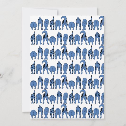 Blue Dog Butts Pattern Einladung (Rückseite)