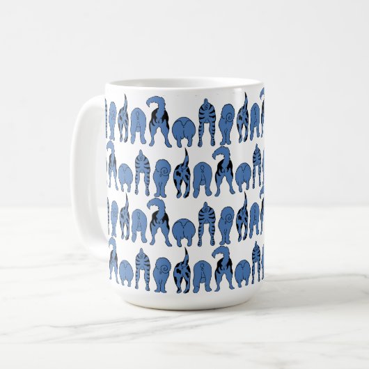 Blue Dog Butts Pattern Kaffeetasse (Vorderseite Links)