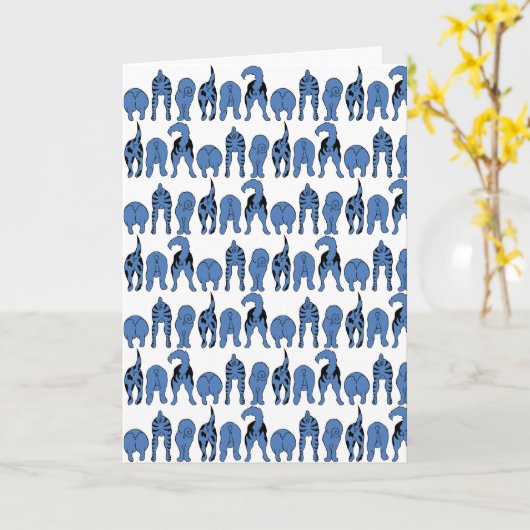 Blue Dog Butts Pattern Karte (Gelbe Blume)