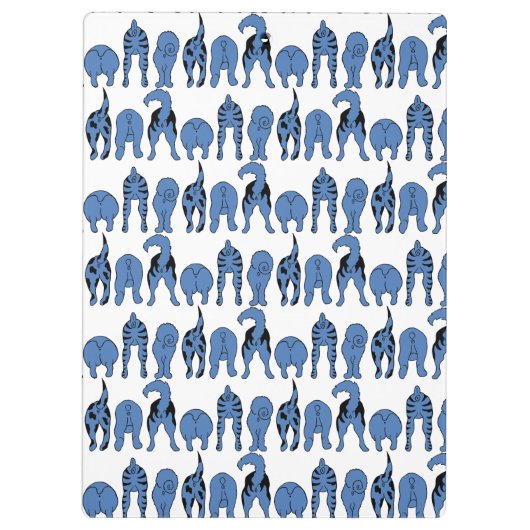 Blue Dog Butts Pattern Klemmbrett (Rückseite)
