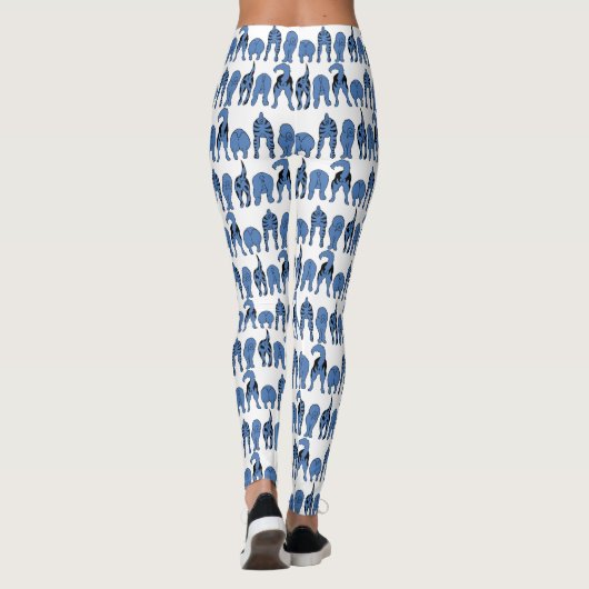 Blue Dog Butts Pattern Leggings (Rückseite)