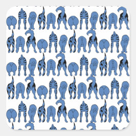 Blue Dog Butts Pattern Quadratischer Aufkleber
