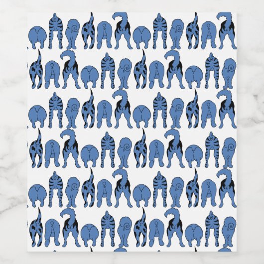 Blue Dog Butts Pattern Weinetikett (Einzelnes Label)