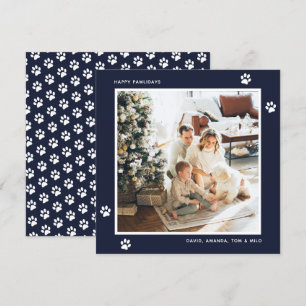 Blue Dog Cat Owner Paw Foto Happy Pawlidays Card Feiertagskarte