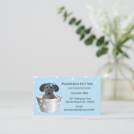 Blue Dog Grooming Dog Wellness-Center Terminierung Terminkarte (Stehend Vorderseite)