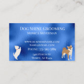 Blue Dog Grooming Glitzer Pet Services Visitenkarte (Rückseite)