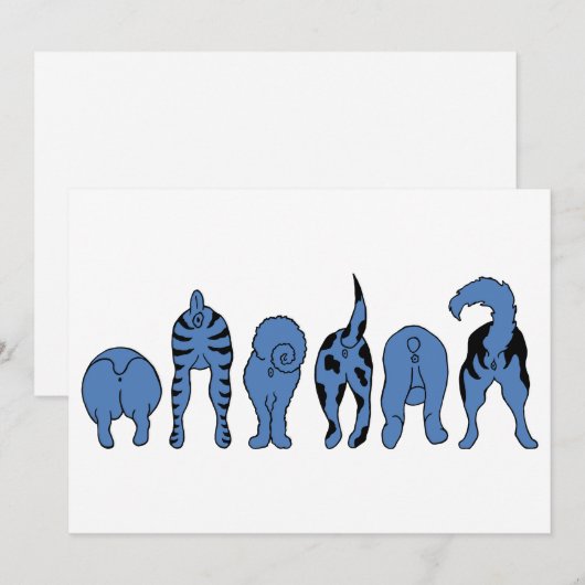 Blue Dog Hintern Feiertagskarte (Vorne/Hinten)