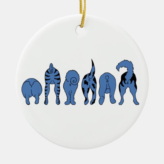 Blue Dog Hintern Keramik Ornament (Vorne)