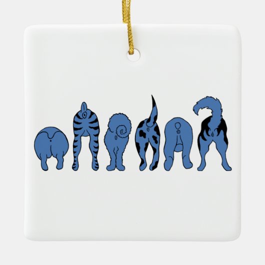 Blue Dog Hintern Keramikornament (Vorderseite)