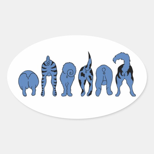 Blue Dog Hintern Ovaler Aufkleber (Vorderseite)