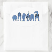 Blue Dog Hintern Ovaler Aufkleber (Tasche)