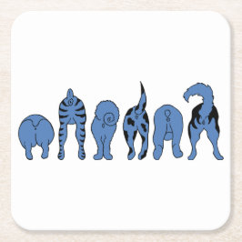 Blue Dog Hintern Rechteckiger Pappuntersetzer